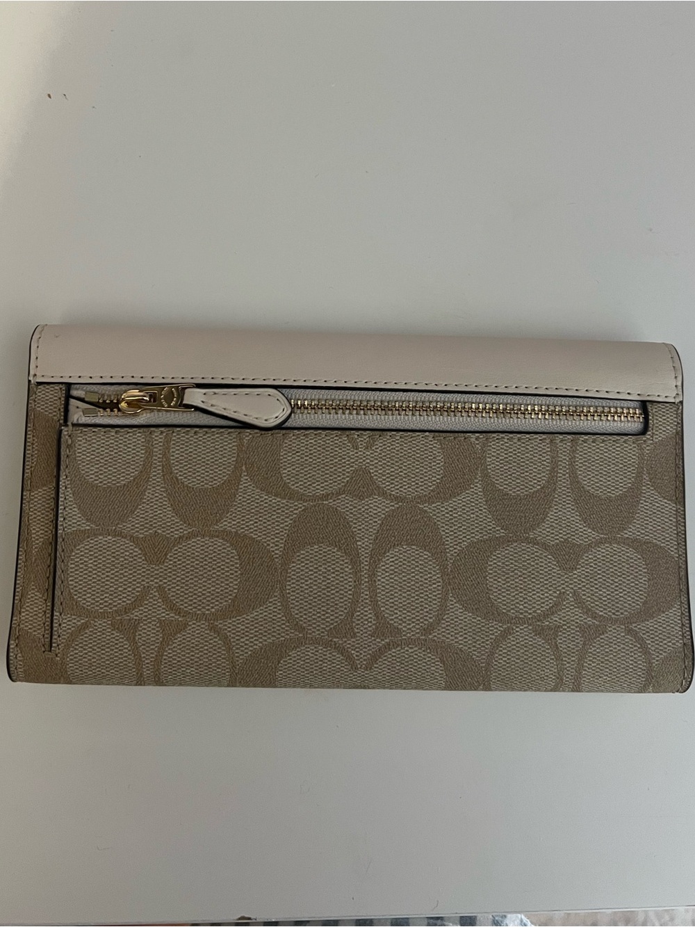 Coach Women's Leather Trifold Wallet in Tan & Cream Signature Canvas - Picture 2 of 11